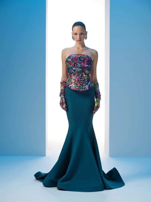 MNM Couture N0616 - Sequined Strapless Evening Gown