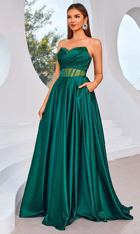 J'Adore Dresses J25007 - Illusion Waist Strapless Evening Dress