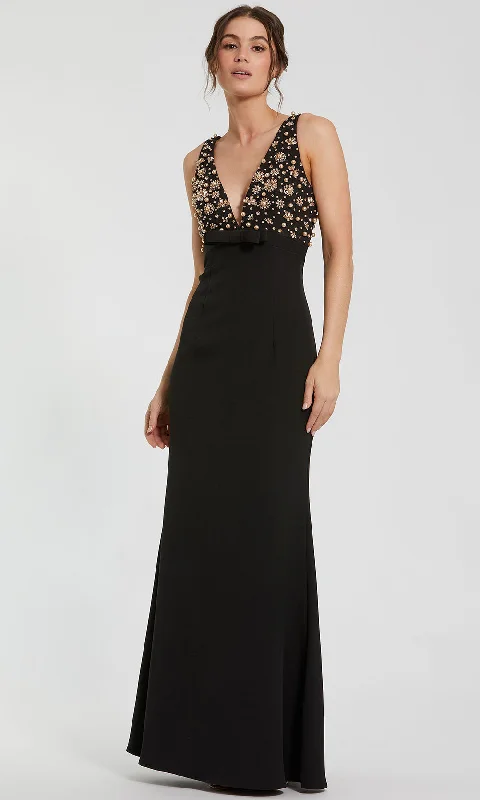 Ieena Duggal 2278 - V-Neck Embellished Evening Dress