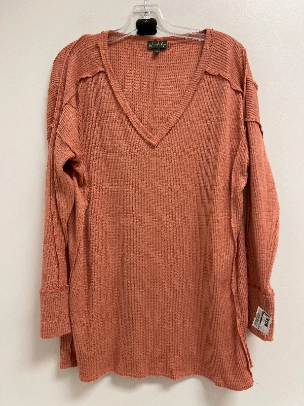 Top Long Sleeve By Wonderly In Orange, Size: L