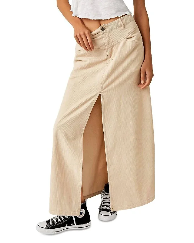 Come As You Are Cord Maxi Skirt In Beige