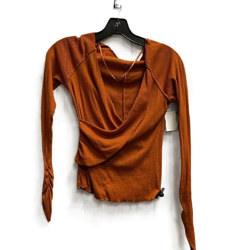 Top Long Sleeve By Free People In Orange, Size: M