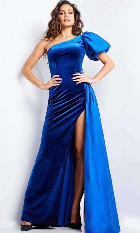 Jovani 36878 - Puff Sleeve Velvet Evening Gown