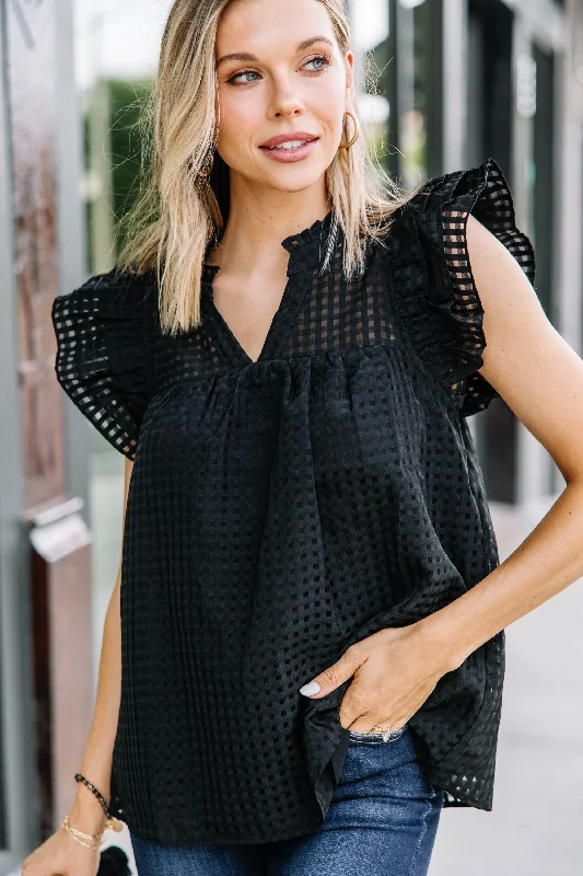 Known Beauty Black Textured Blouse