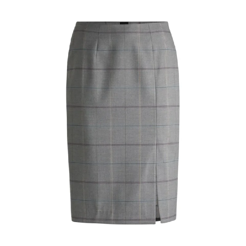 Pencil skirt in checked stretch fabric