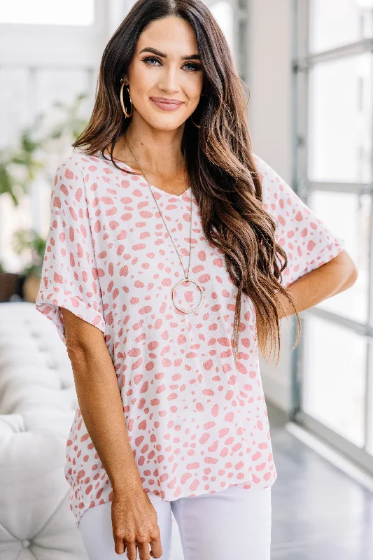 All For You Ivory and Pink Spotted Top