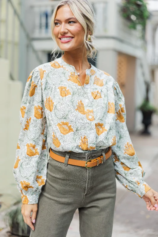 Show It Off Cream Floral Button Down Blouse