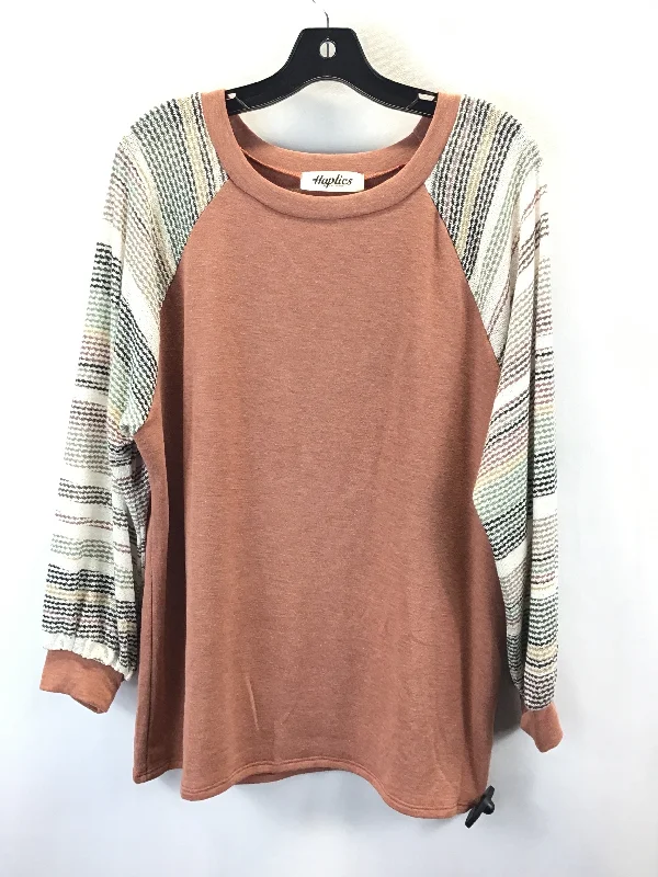 Top Long Sleeve By Haptics In Tan, Size: L