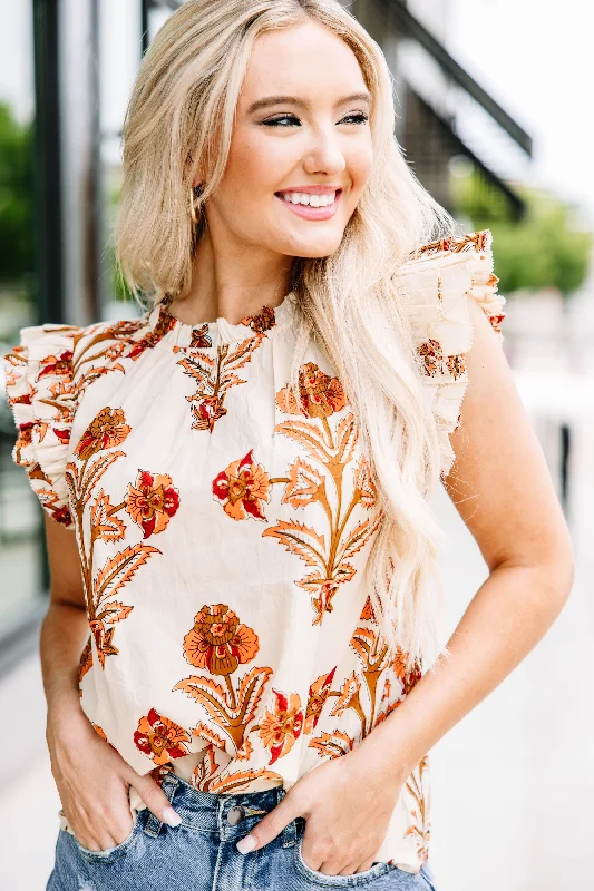 Just That Simple Cream White Floral Blouse