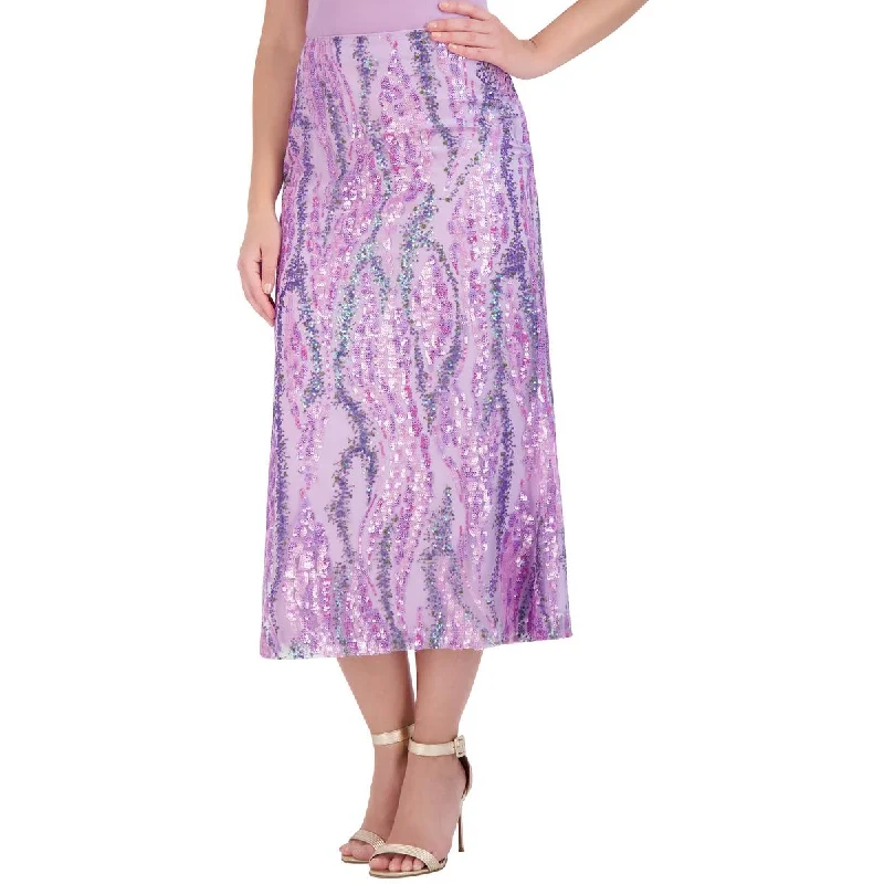 Womens Sequined Mid Calf Maxi Skirt