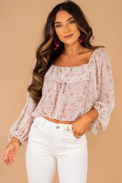 This Is Your Moment Ivory White Floral Crop