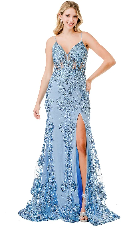 Aspeed Design L2864W - V-Neck High Slit Evening Gown