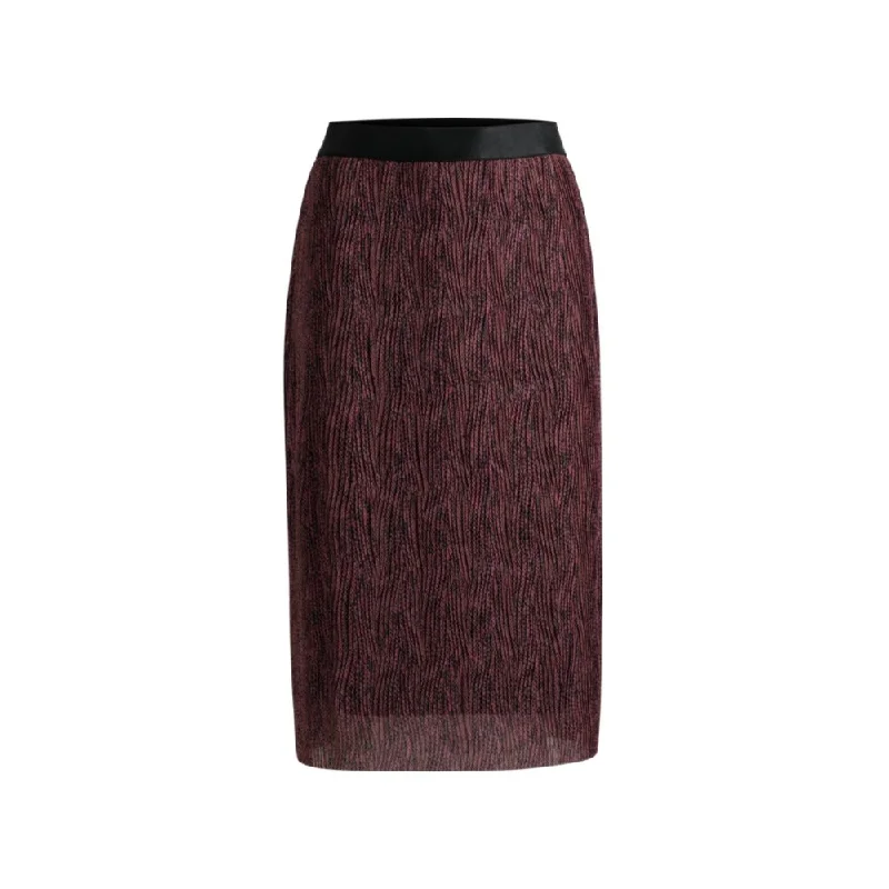 Stretch-tulle slim-fit skirt with seasonal print