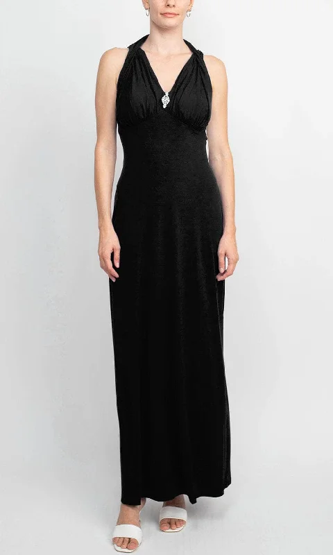 Connected Apparel T1312988M1 - Cross Neck Evening Dress