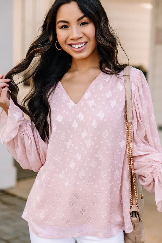 On The Way Blush Pink Textured Blouse