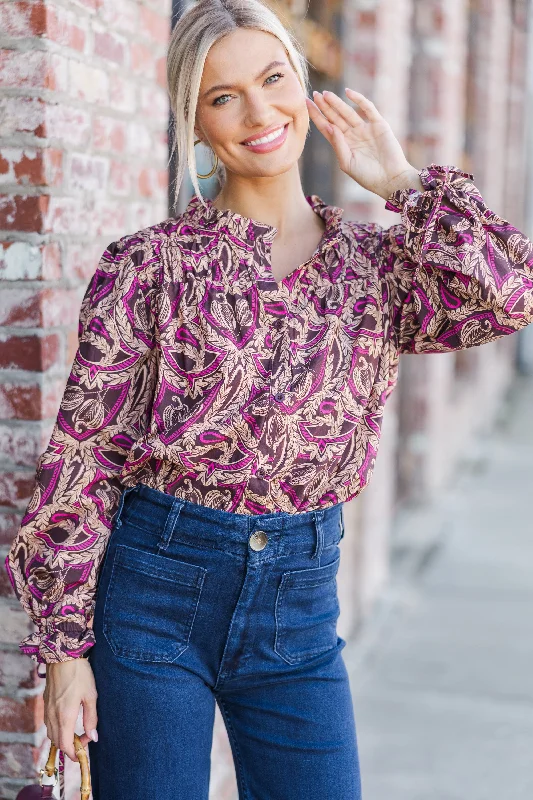 Get Familiar Brown Floral Blouse