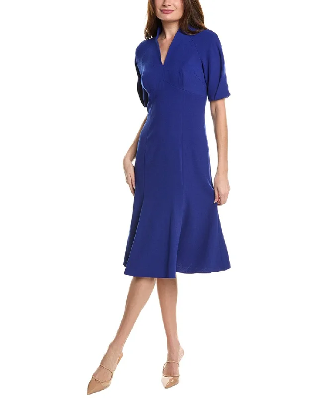 Teri Jon by Rickie Freeman Pebble Crepe Midi Dress