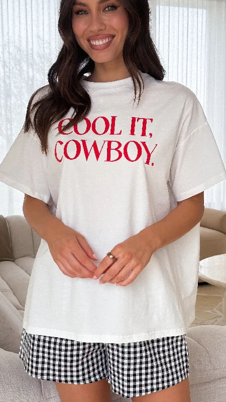 Cool It Cowboy Top and Shorts Set - White/Black Gingham