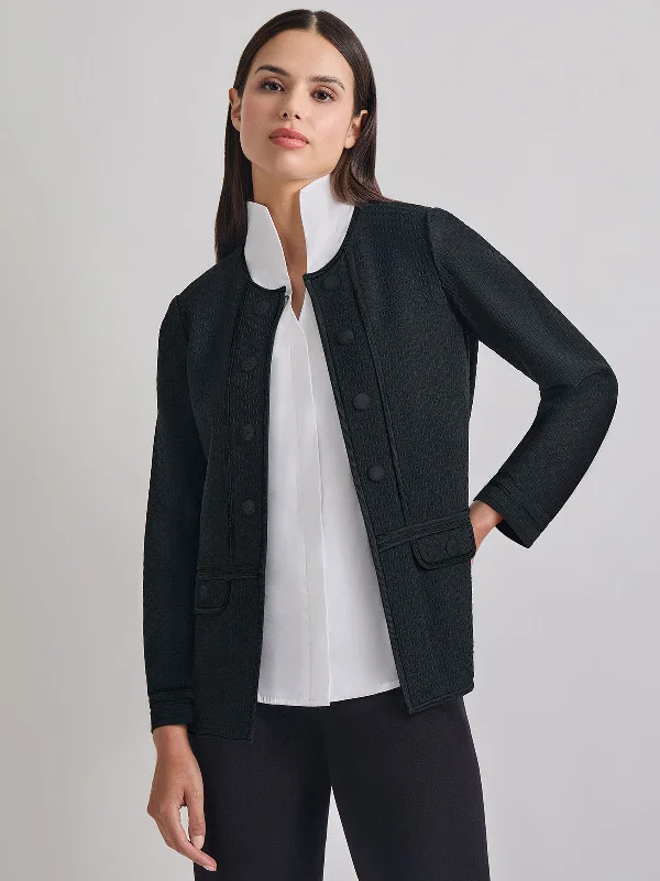 Open Neck Tonal Detail Jacket