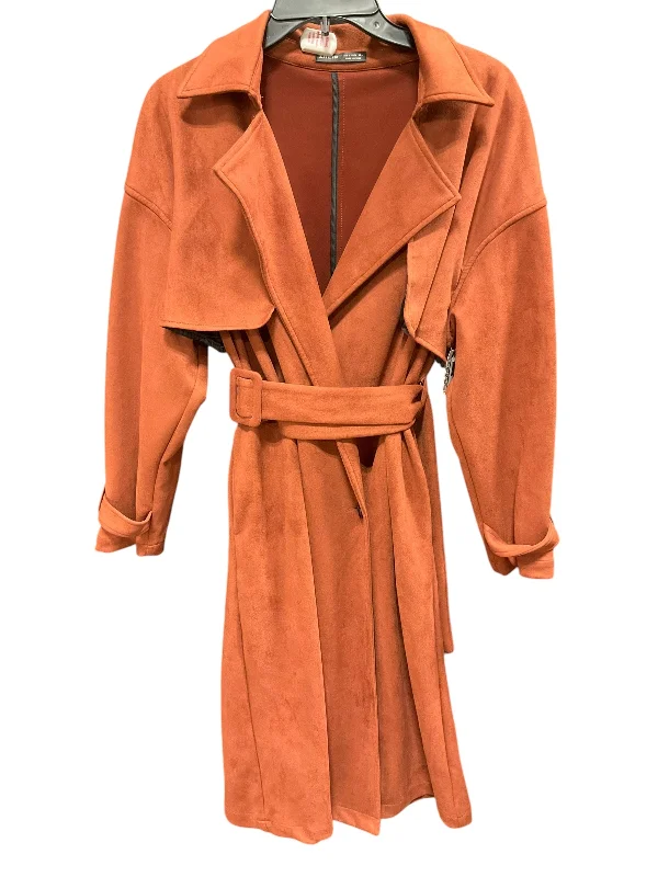 Coat Trench Coat By Shein In Orange, Size: S