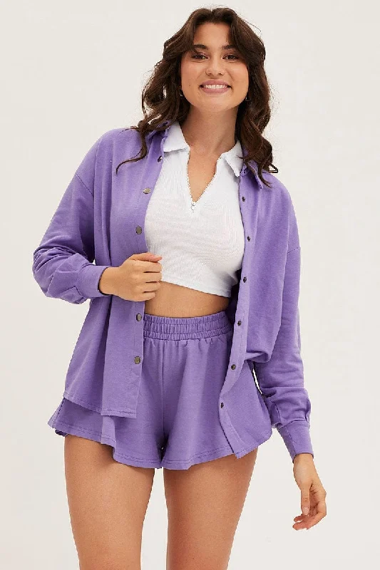 Purple Oversized Shirt Loungewear