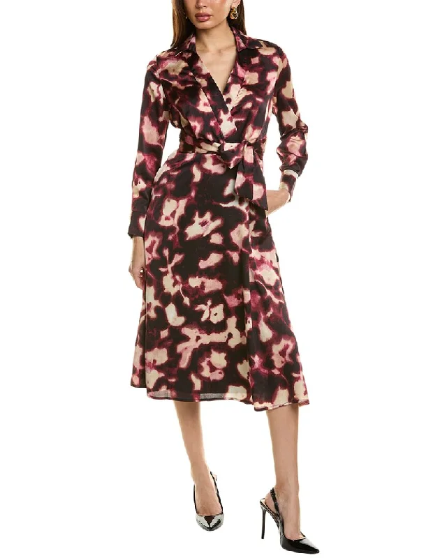 Tahari ASL Surplice Tie Waist Midi Dress