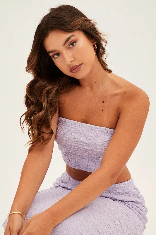 Purple Bandeau Top Textured