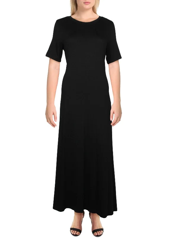 Womens Tencel Blend Crew Neck Maxi Dress