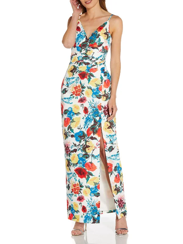 Womens Floral Printed Maxi Evening Dress