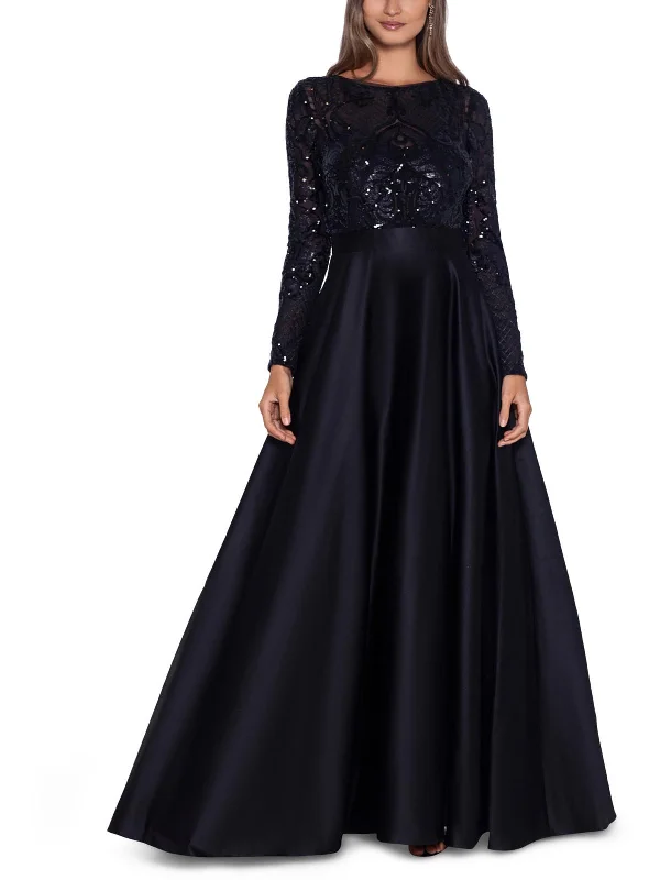 Womens Sequined Maxi Evening Dress