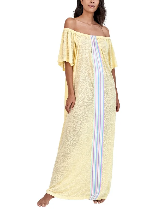 Pitusa Off Shoulder Beach Kaftan Maxi Dress