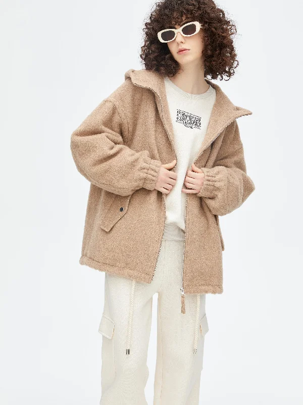 Long Hair Hooded Silhouette Coat