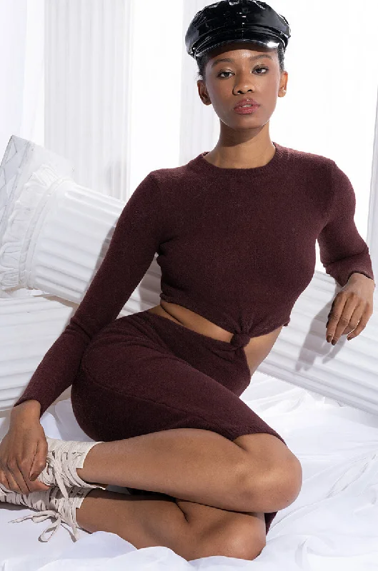 COZY BUT CUTE PLUSH SWEATER MIDI DRESS DARK BROWN