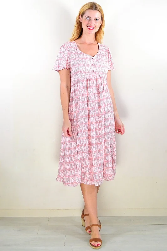 Soft Pink Pattern Tunic Dress