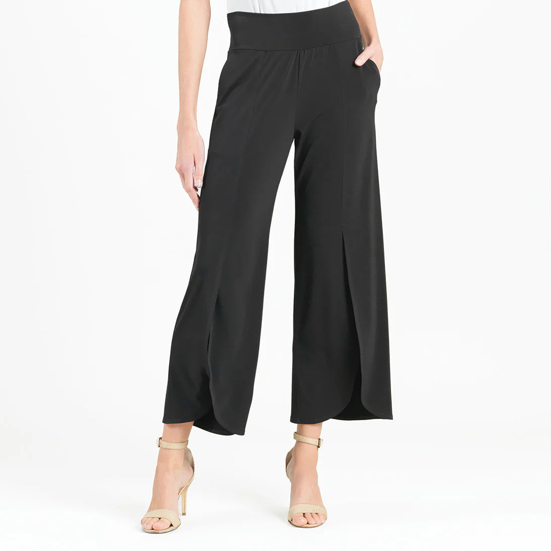 Front Slit Ankle Petal Pant - Black