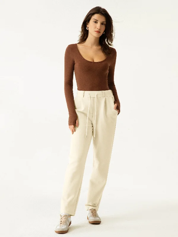 High Waisted Drawstring Tapered Pant