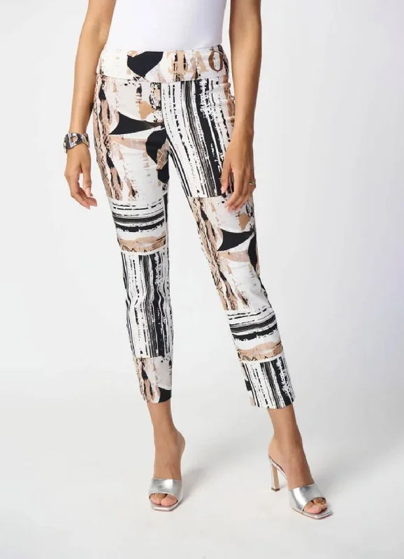 Joseph Ribkoff Abstract Print Cropped Pant