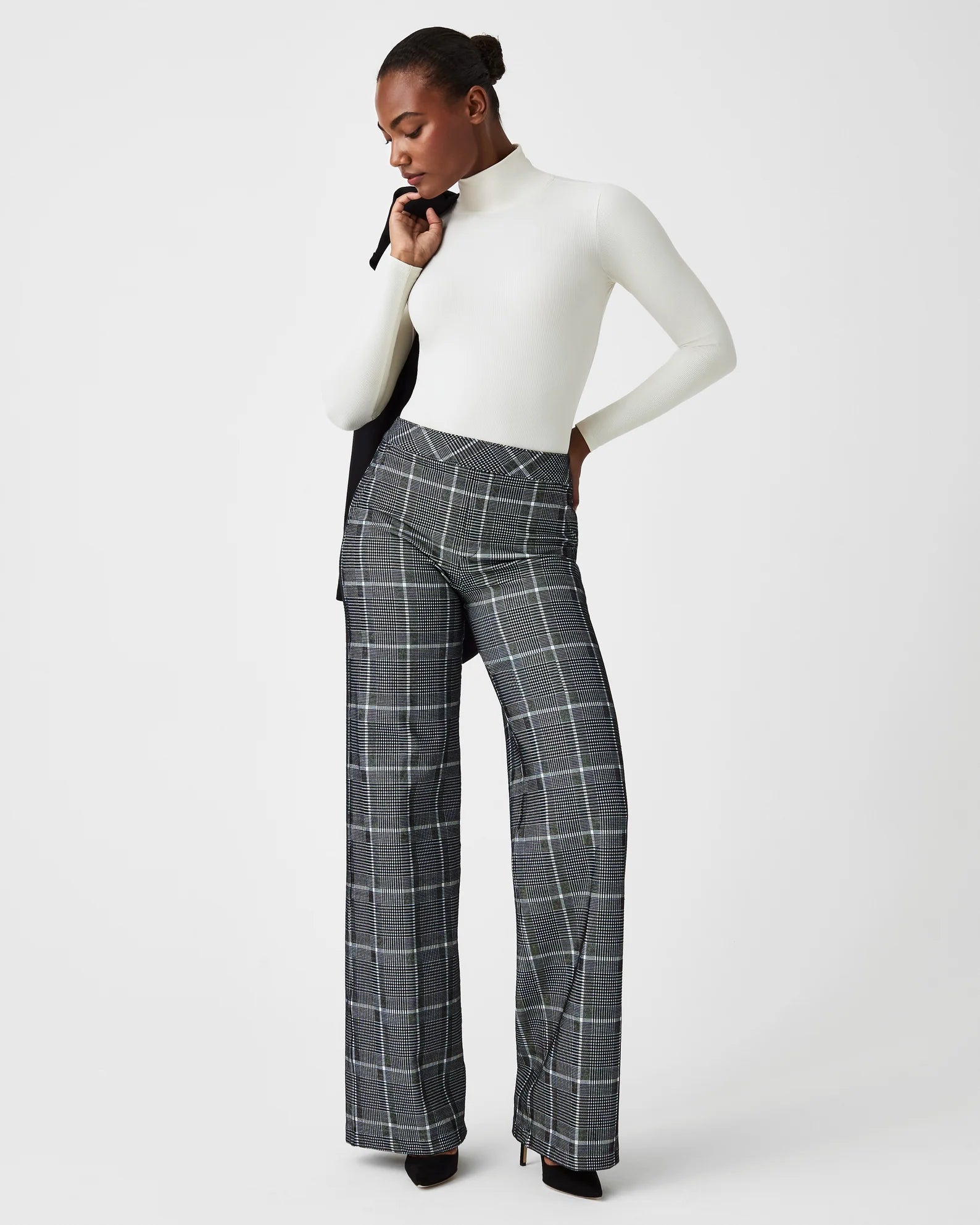 Spanx Ponte Jacquard Wide Leg | Classic Plaid