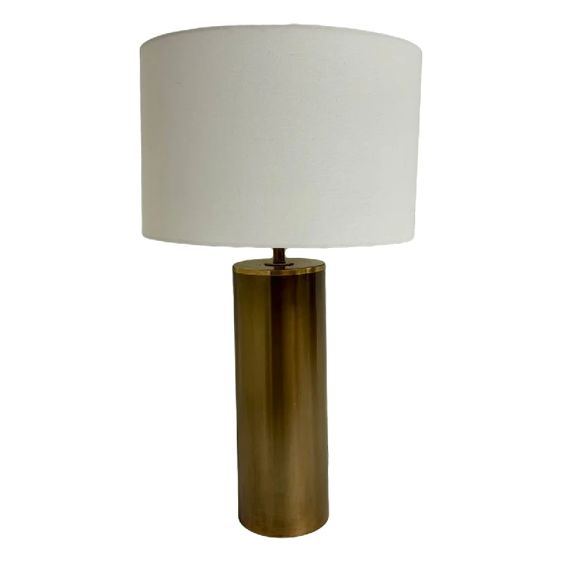 Brass Barrel Table Lamp with USB Port