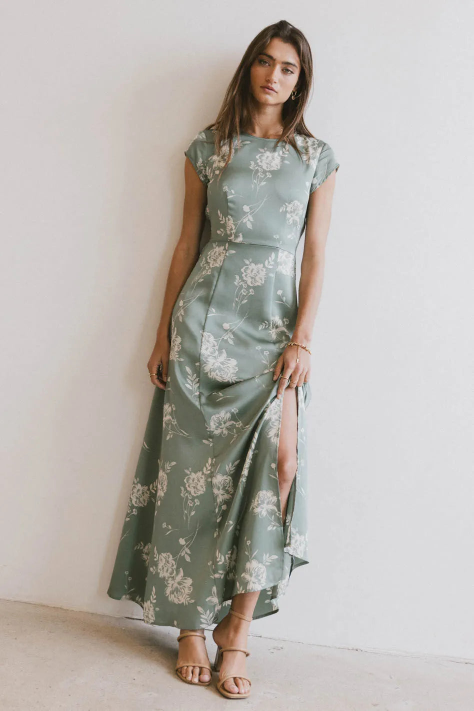 Daniella Floral Dress in Sage