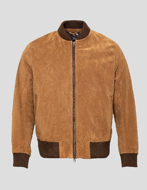 TAN SUEDE BOMBER JACKET