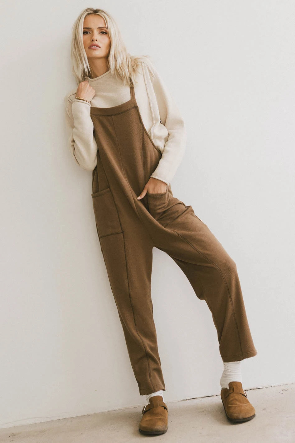 Kestrel Knit Overalls in Mocha