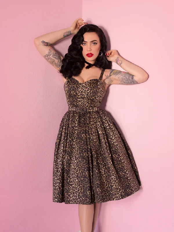 COMING BACK SOON - Sweetheart Swing Dress in Wild Leopard Print - Vixen by Micheline Pitt