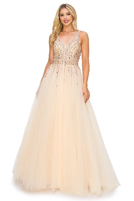 Cinderella Couture CC8034J Sleeveless Beaded Tulle Gown