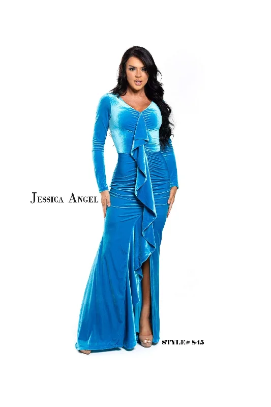 Jessica Angel Long Sleeveless Formal Velvet Gown 845