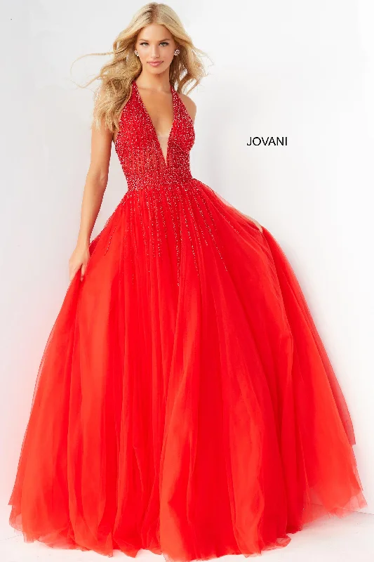 Jovani 06598 Halter Long Formal Ball Gown