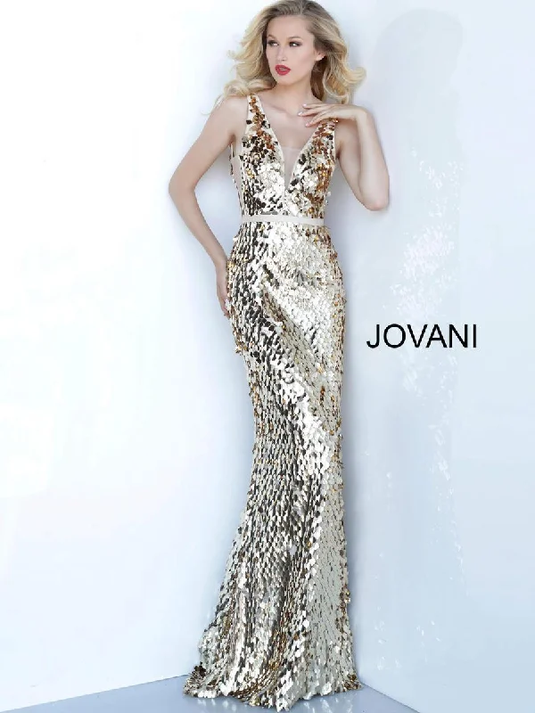 Jovani 2543 Metallic Plunging Long Gown Sale