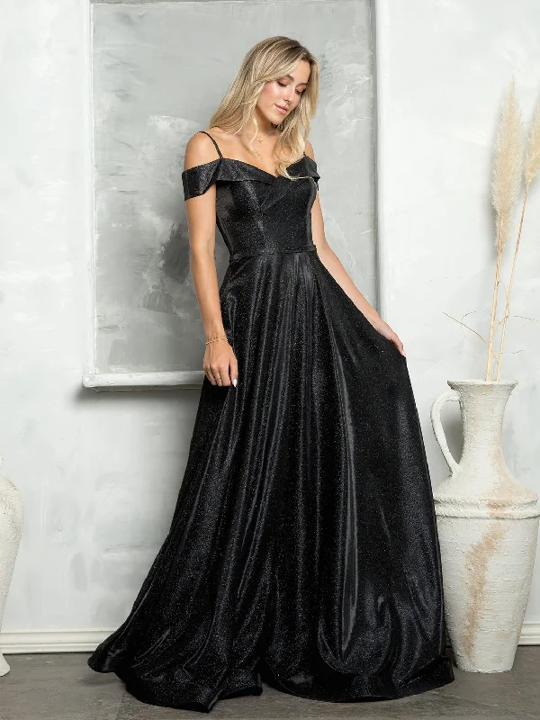 Long Formal Off Shoulder Glitter Ball Gown