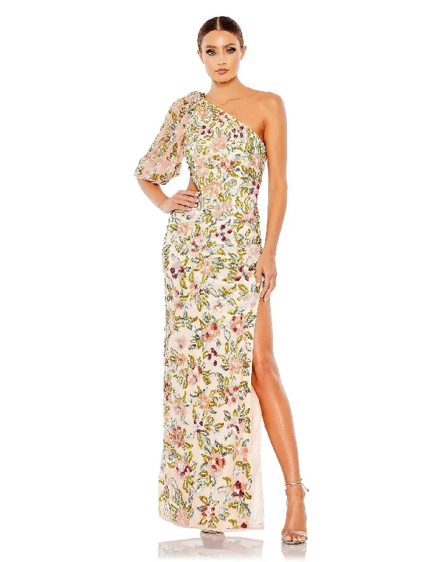 Mac Duggal 5567 Long One Shoulder Floral Formal Gown