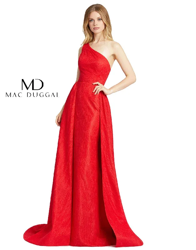 Mac Duggal 12363 Long Formal One Shoulder Lace Gown